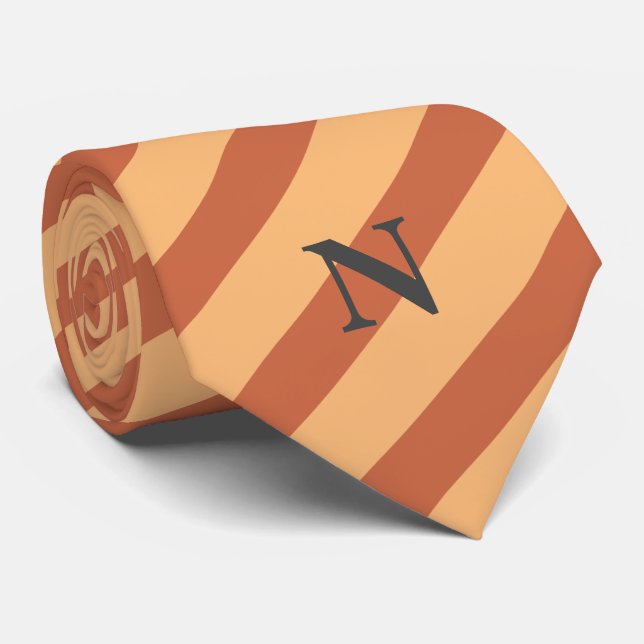 Gravata teracotta moderna stripes monograma (Rolled)