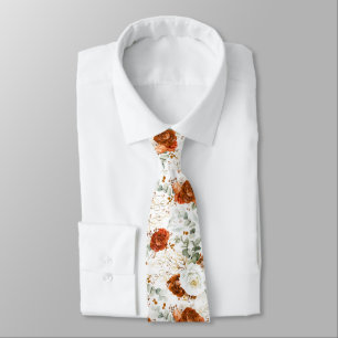 Gravata Terracota e Floral Branca para Casamento