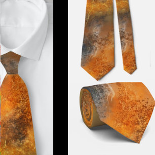 Gravata Terracota Laranja Marrom Cinza Abstrato