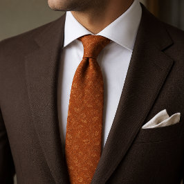 Gravata Terracota Luxuosa Jacquard Laranja Queimada