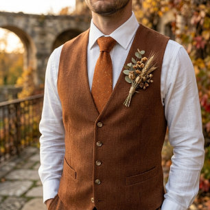 Gravata Terracota Luxuosa Jacquard Laranja Queimada