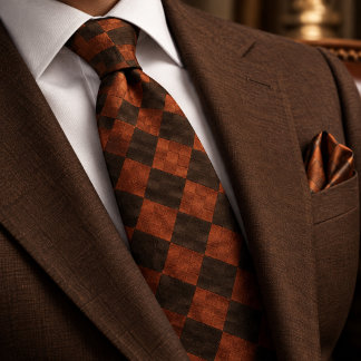 Gravata Terracota Marrom Argyle Tecido