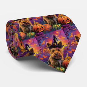Gravata Terrier Australiano Assustador Bruxa de Halloween