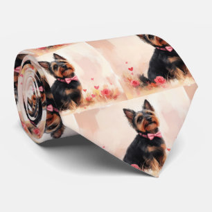 Gravata Terrier Australiano com Rosas - Dia dos Namorados