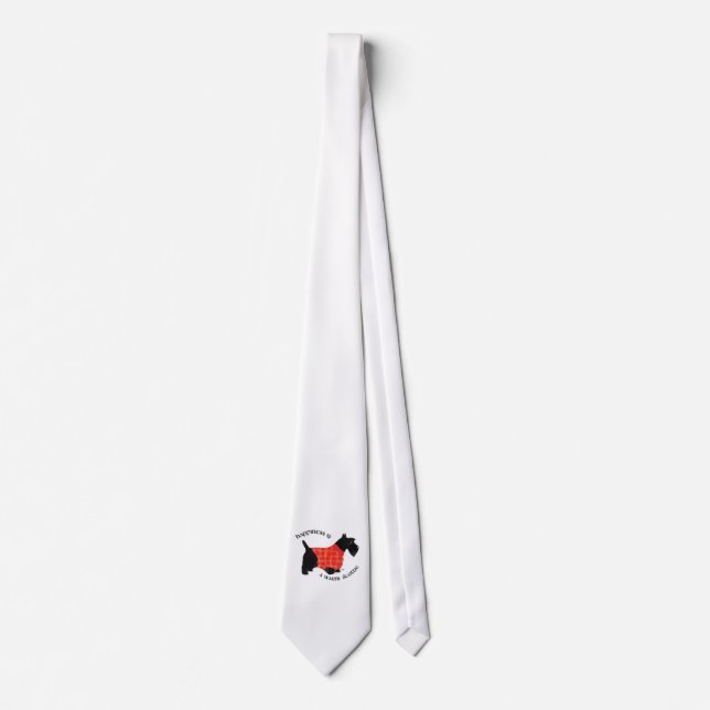 Gravata Terrier Escocês com Suéter Xadrez Vermelho (Frente)