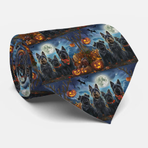 Gravata Terrier Escocês Halloween Assustador