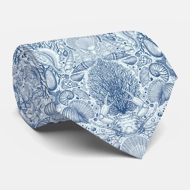 Gravata Tesouros de praia em azul (Rolled)