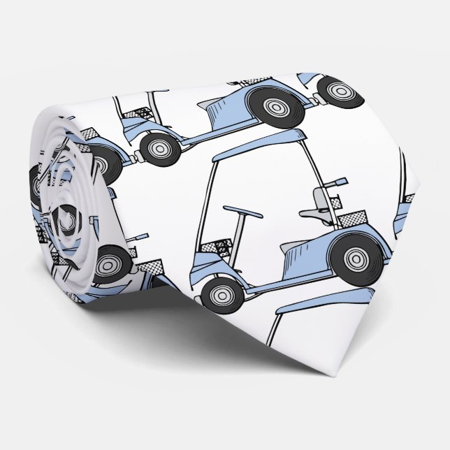 Gravata Teste padrão bonito do carro do golfe no branco (Rolled)