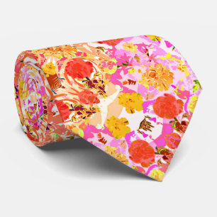 Gravata Teste padrão de flores feminino bonito