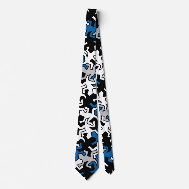 Gravata Teste padrão dos gecos do mosaico - cinza branco (Frente)