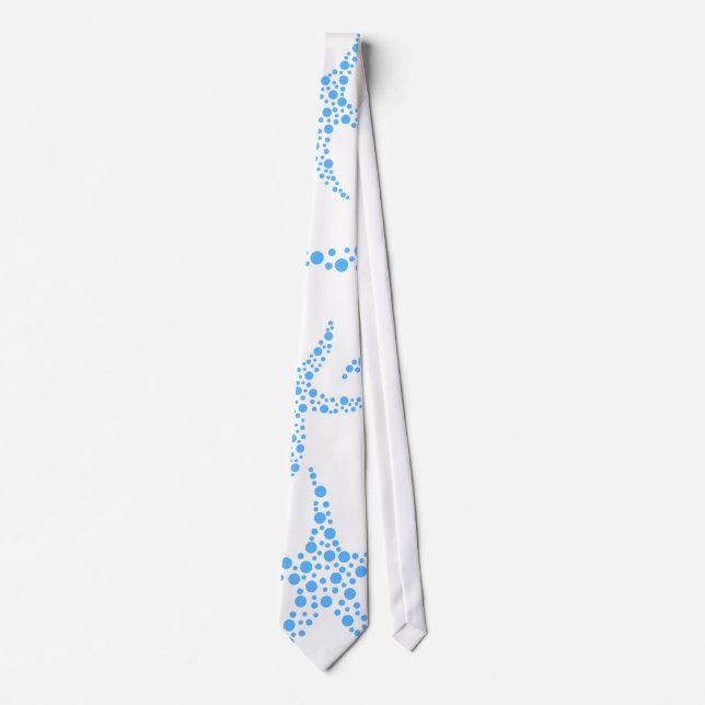 Gravata Teste padrão Dotty da estrela do mar em azul e em (Frente)