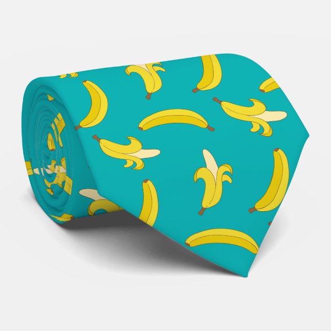 Gravata Teste padrão ilustrado bananas ido engraçado (Rolled)