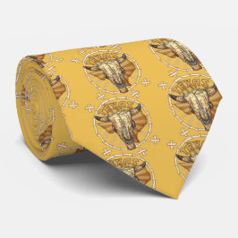 Gravata Texas Tribal Cow Skull mens tie