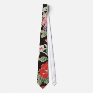 Gravata Têxtil KIMONO Japonês, Padrão Floral