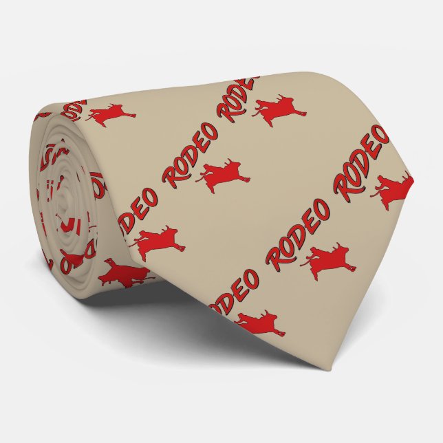 Gravata Texto do Rodeio Ocidental e Touro de Balança Verme (Rolled)