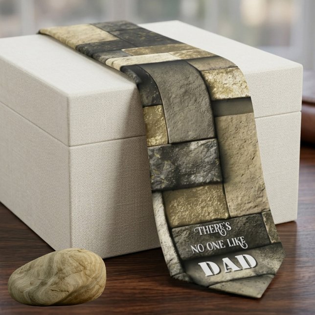 Gravata Textura de Parede de Pedra Geométrica - Ninguém é  (Tie featuring a stone masonry texture in earthy tones of slate, sandstone, and granite. Father's Day)