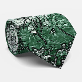 Gravata Textura verde de óleo sobre palitos e fiapos