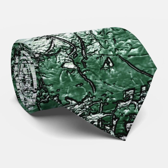 Gravata Textura verde de óleo sobre palitos e fiapos (Rolled)