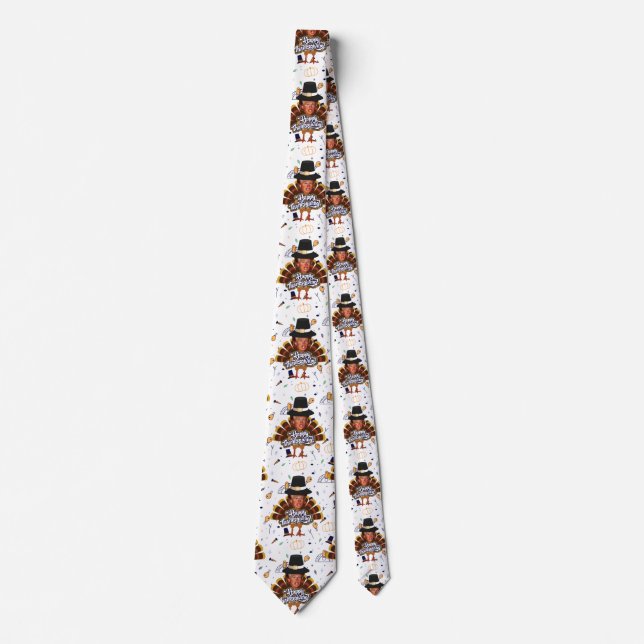 Gravata thanksgiving trump turkey mens necktie neck tie (Frente)