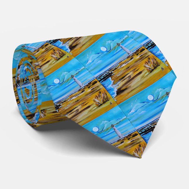 Gravata The Lighthouse on the Beach Painting by Alfred Fox (Rolled)