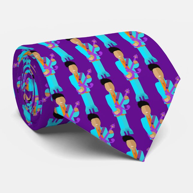 Gravata The Purple Pixie – Funk Legend Pattern Tie (Rolled)