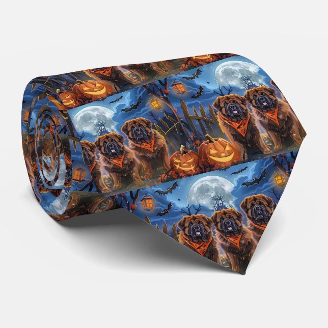 Gravata Tibetano Mastiff Halloween Spooky (Rolled)