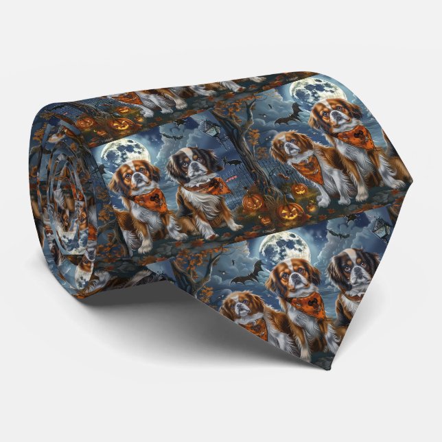 Gravata Tibetano Spaniel Halloween Spooky (Rolled)
