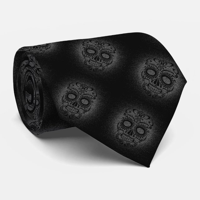 Gravata Tie/Black Skulls (Rolled)