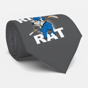 Gravata Tie Cinza Escuro de Hóquei em Raça Azul