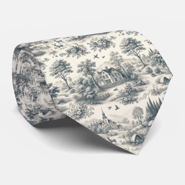 Gravata Tie de Pescoço Toile de Jouy Countryside | Clássic (Rolled)
