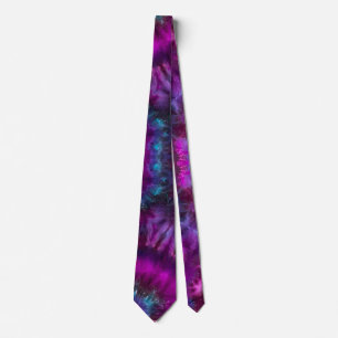 Gravata Tie-Dye Men's Tie in Purples, Blues e Magenta