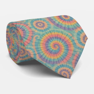 Gravata Tie-Dye Psicodélica com Padrão Pastel