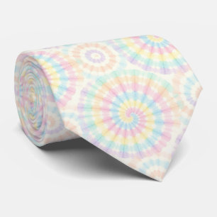 Gravata Tie-Dye Psicodélica com Padrão Pastel