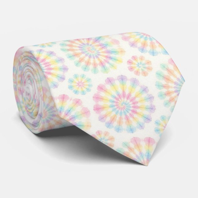 Gravata Tie-Dye Psicodélica com Padrão Pastel (Rolled)