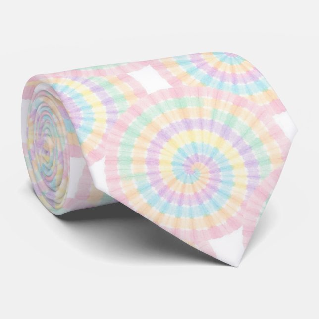 Gravata Tie-Dye Psicodélica com Padrão Pastel (Rolled)