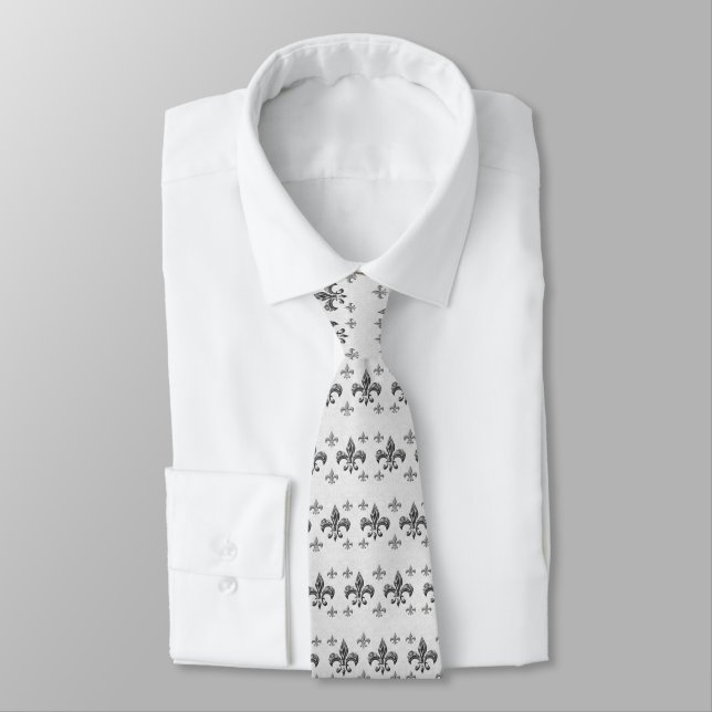 Gravata Tie Fleur-De-Lis White (Amarrado)