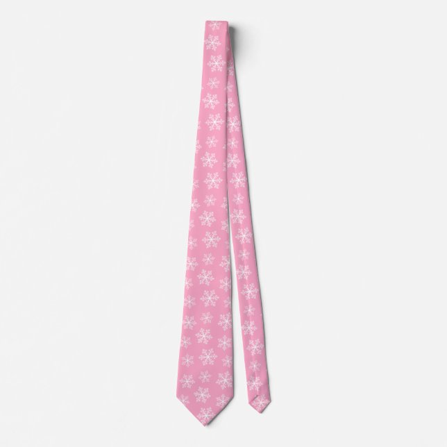 Gravata Tie Floco de Neve Rosa (Frente)