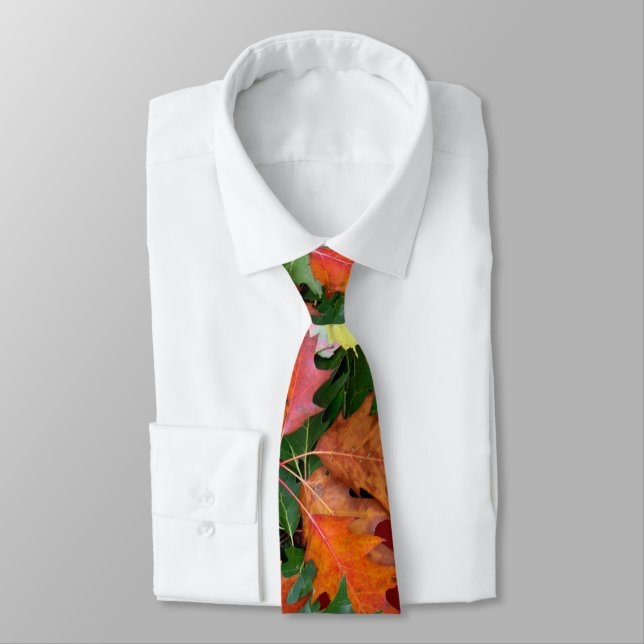 Gravata Tie For Fall Oak Maple Leaves Print (Amarrado)