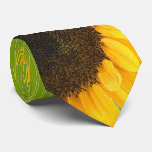 Gravata Tie Green Sunflower Stripes (Rolled)