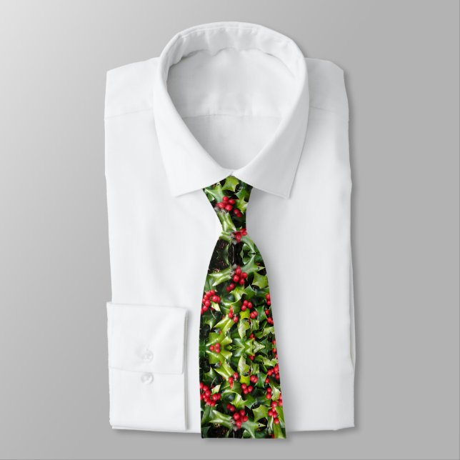 Gravata Tie Holly Berries, de uso masculino (Amarrado)