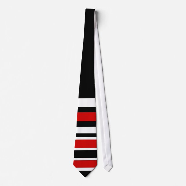 Gravata Tie Men's Red Black White Stripe 2 (Frente)