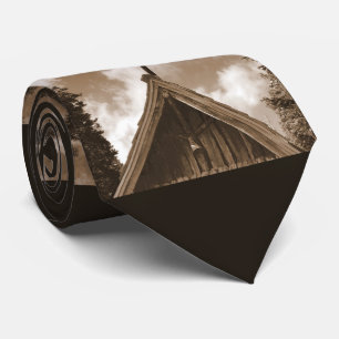 Gravata Tie, Old Country Church, Sepia Triple Repeat