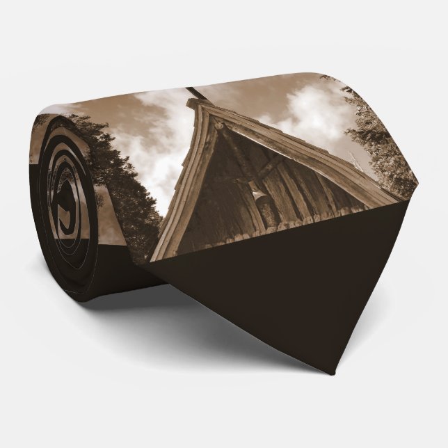 Gravata Tie, Old Country Church, Sepia Triple Repeat (Rolled)
