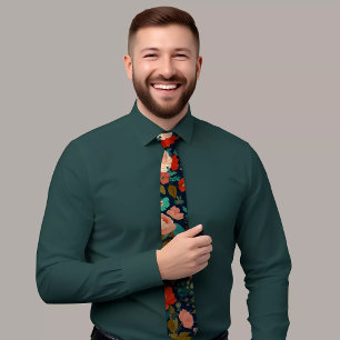 Gravata Tie Padrão de Design Floral