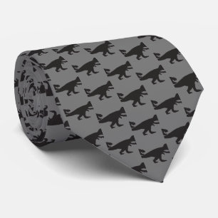 Gravata Tie REX - T-Rex King da Cinza Negra dos Dinossauro