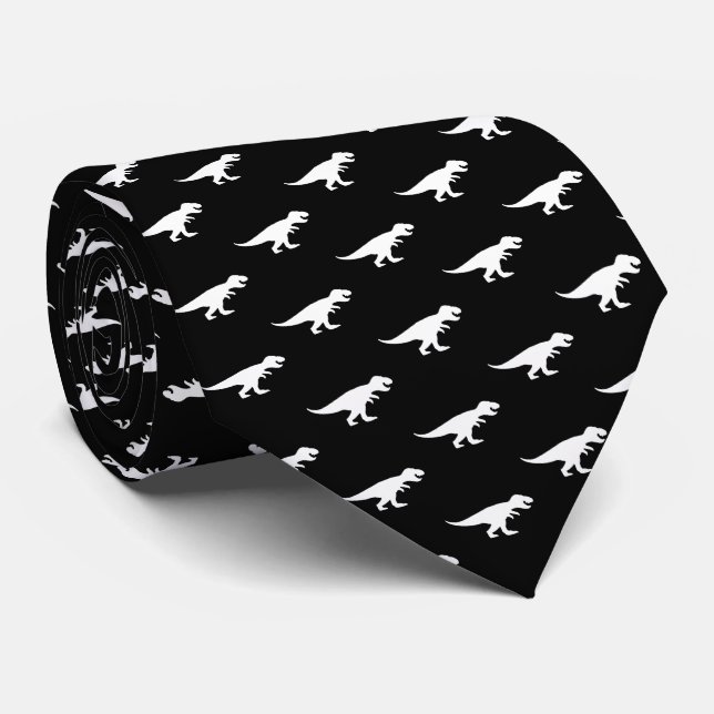 Gravata Tie REX - T-Rex King Dinossaur Tyranosaurus Black (Rolled)