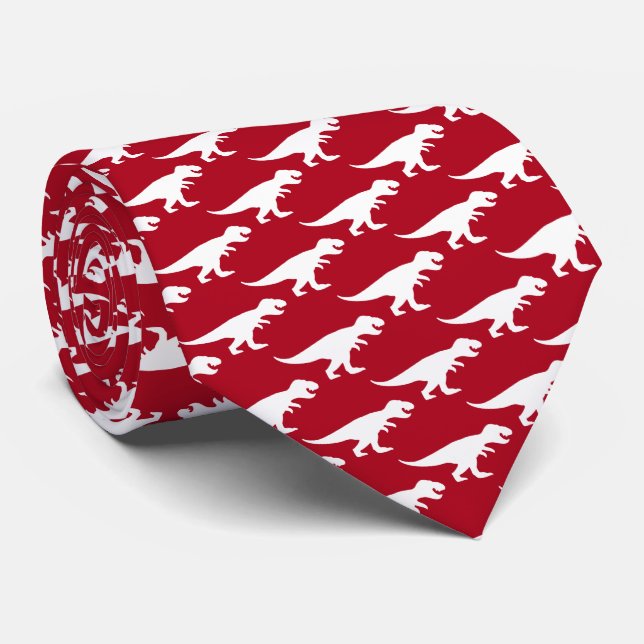 Gravata Tie REX - T-Rex King Dinossaur Tyranosaurus Red (Rolled)