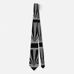 Gravata Tie Silver Black Art Deco 2