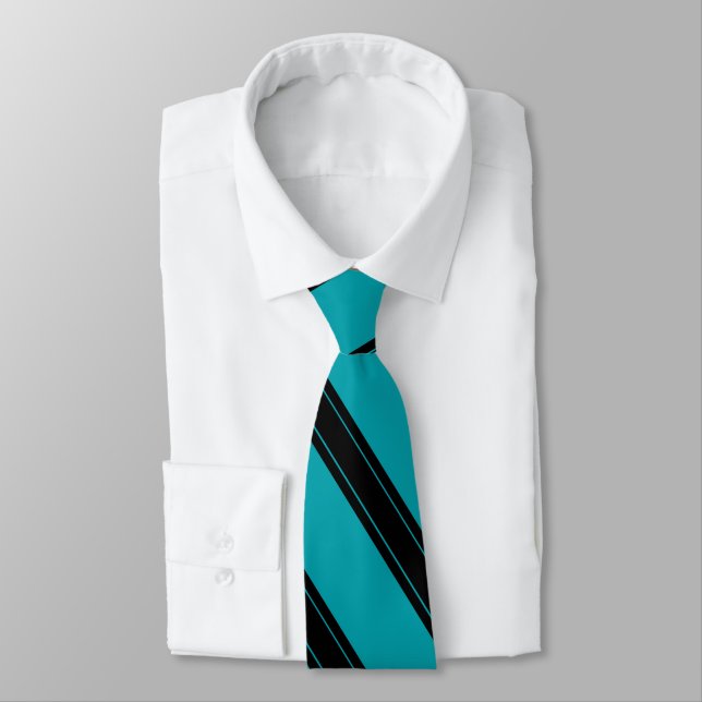 Gravata Tie / Triple Stripe Black on Teal pattern (Amarrado)