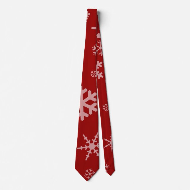 Gravata Tie Vermelho com Flocos de Neve (Frente)